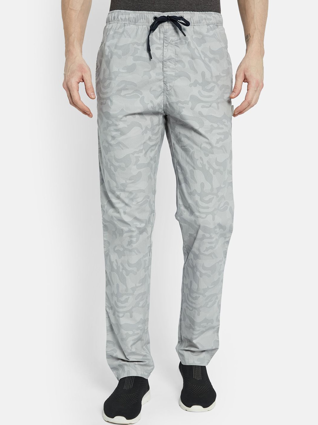 

Octave Men Printed Cotton Track Pants, Grey