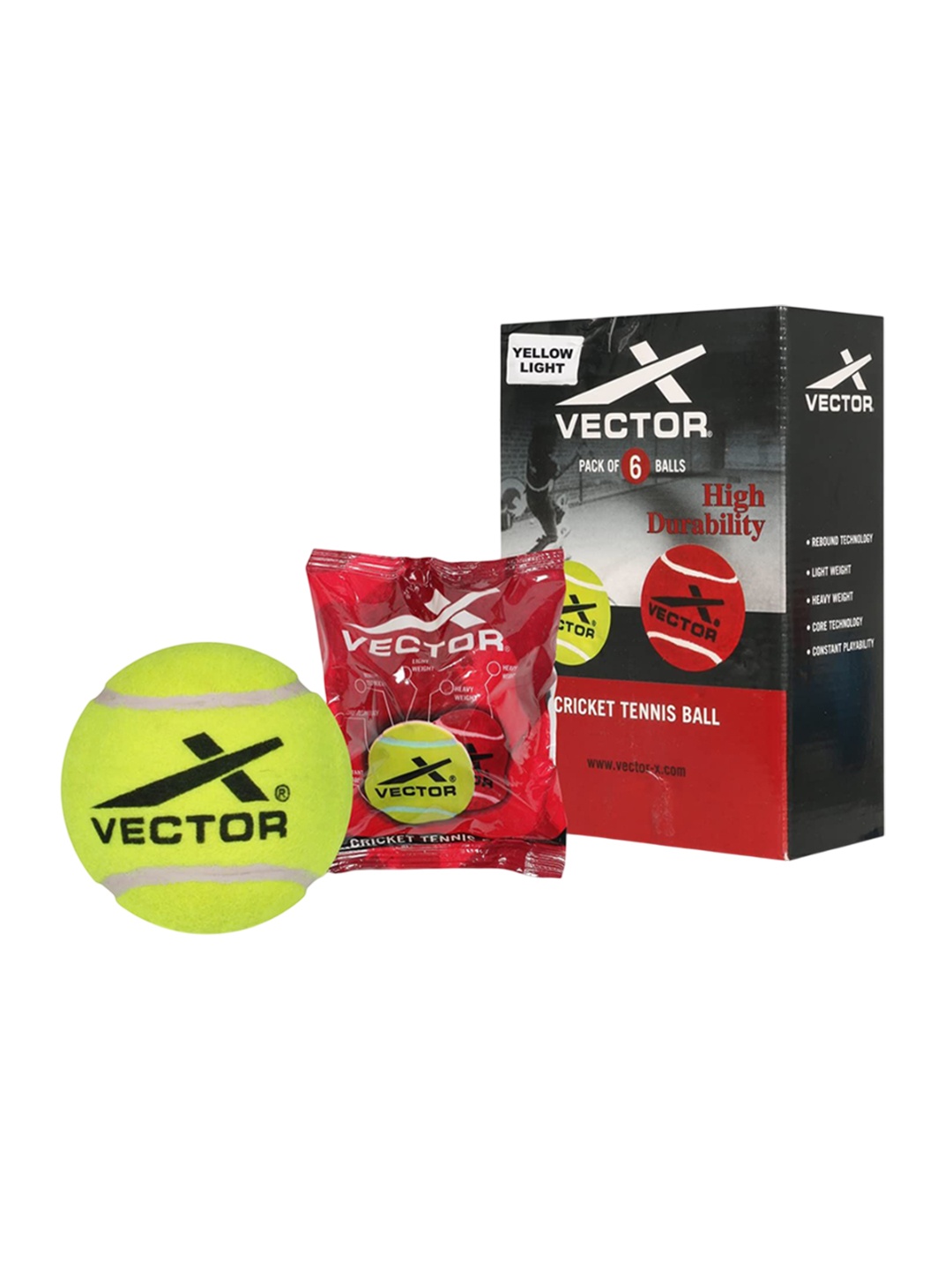 

VECTOR X 3-Pcs Printed Heavy Cricket Tennis Balls, Yellow