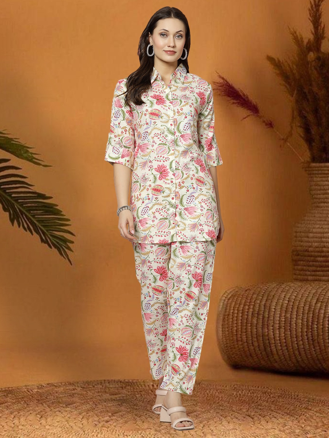 

Moda Rapido Floral Printed Shirt With Trousers, Pink