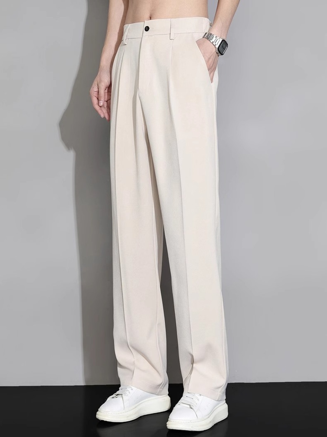 

StyleCast Men High-Rise Pleated Trousers, White