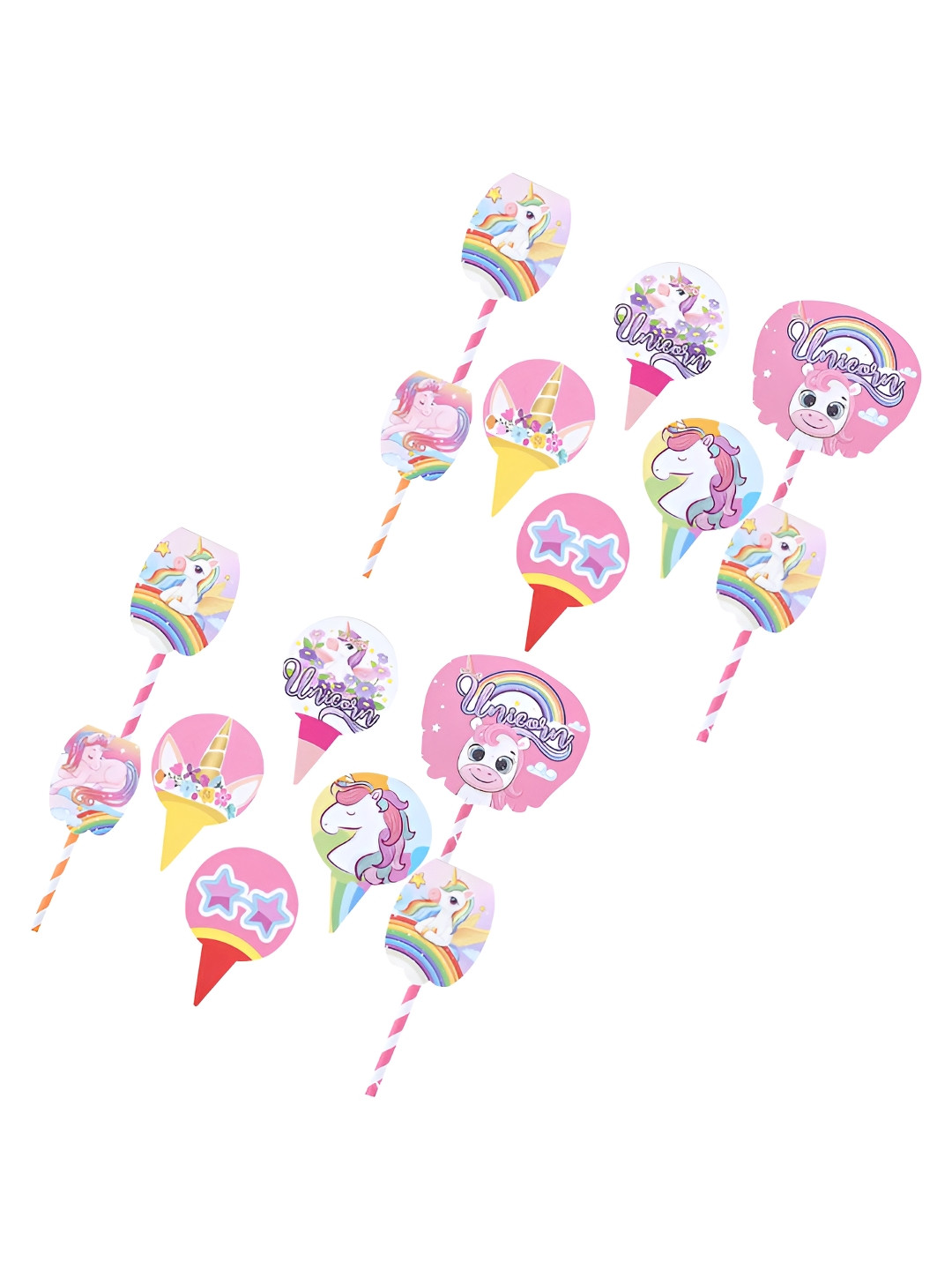 

Kuber Industries 14-Pcs Pink & Yellow Cupcake Toppers