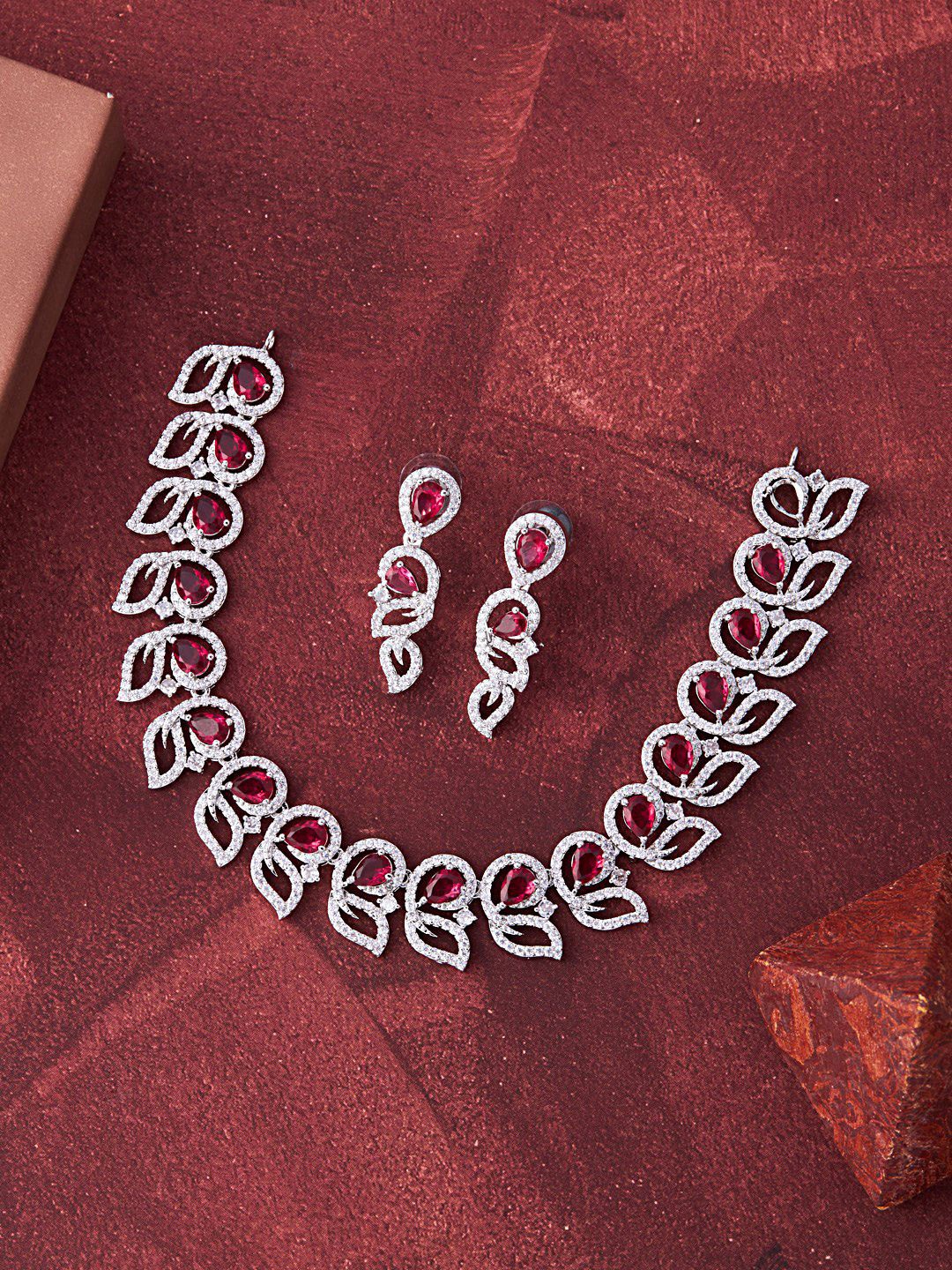 

Feelwhiz Silver-Plated American Diamond-Studded Jewellery Set