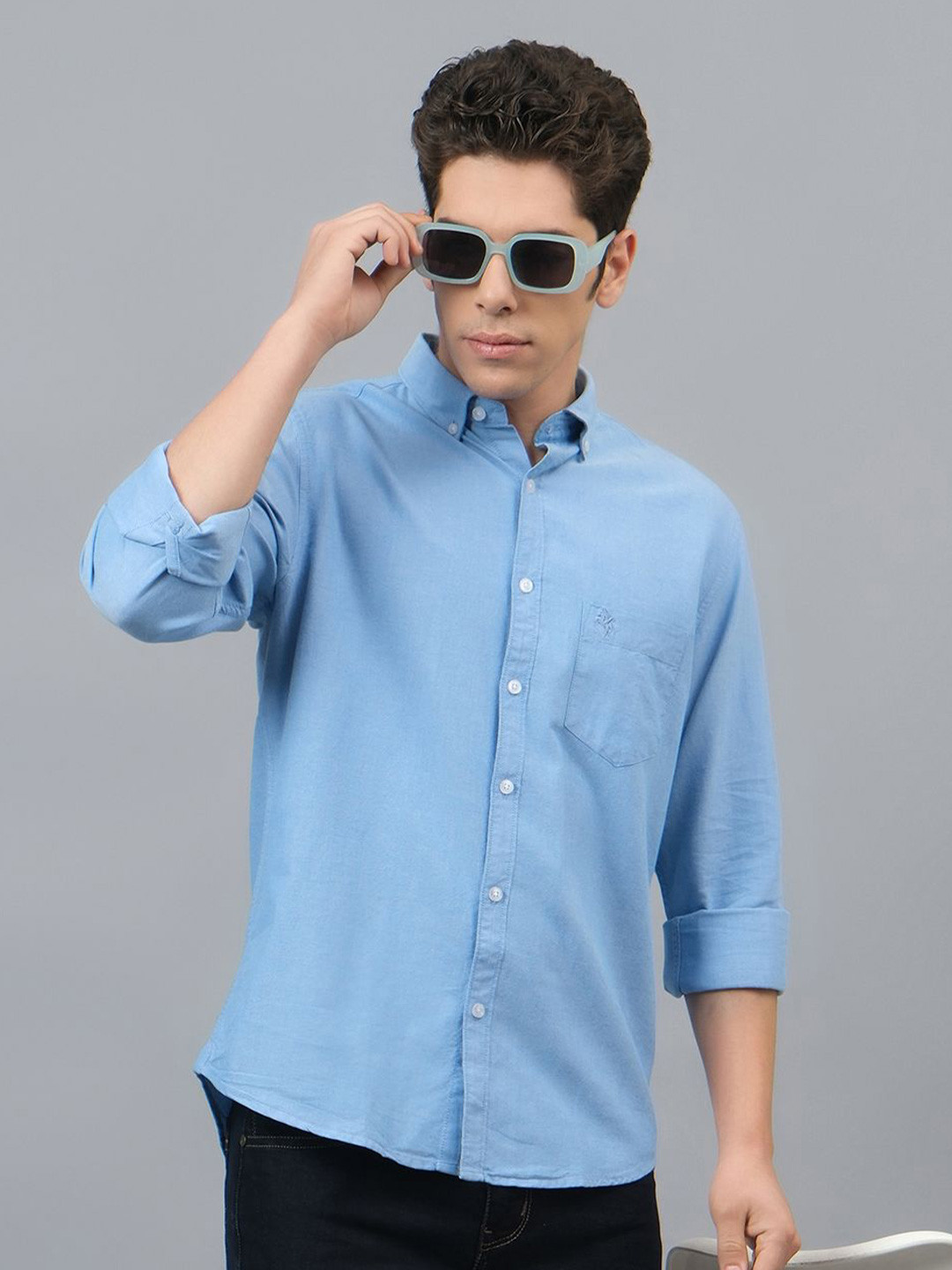 

Cantabil Men Original Slim Fit Opaque Casual Shirt, Blue