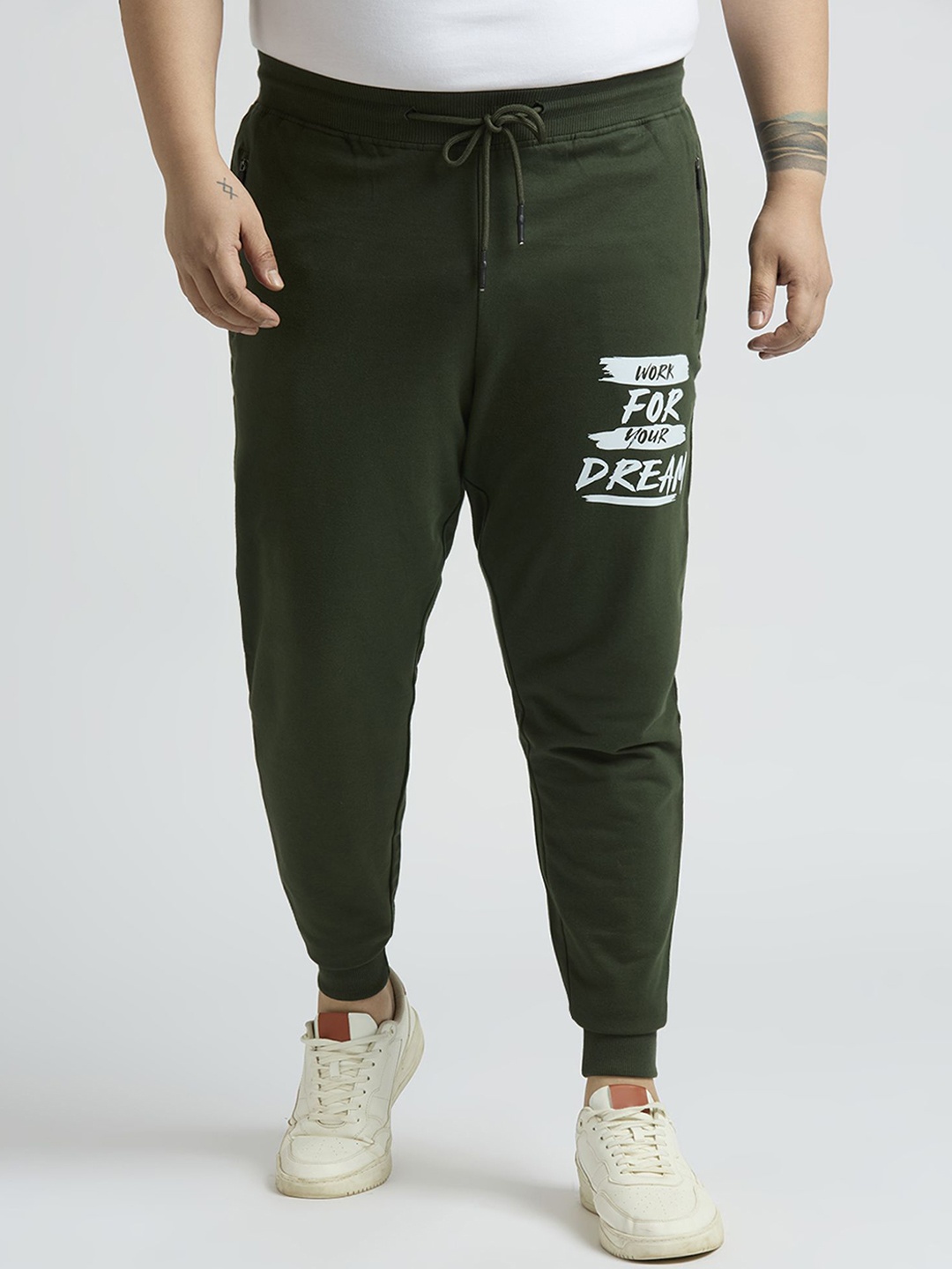 

Sizeupp Men Plus Size Printed Cotton Joggers, Green