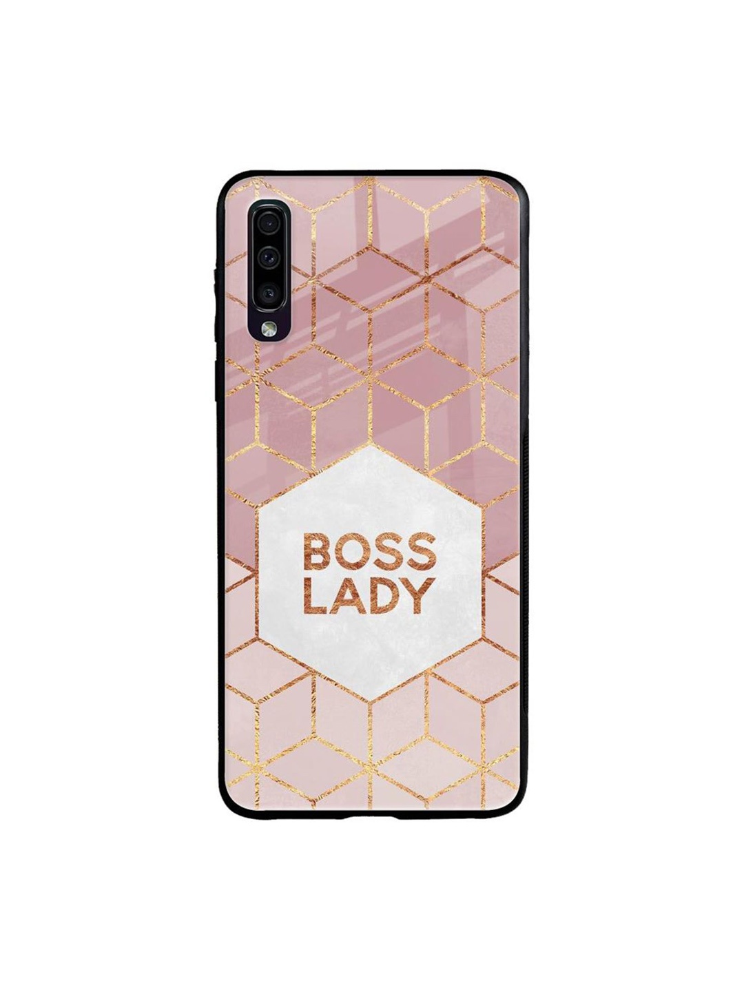 

QRIOH Geometric Printed Samsung Galaxy A70 Back Case Mobile Accessories, Pink