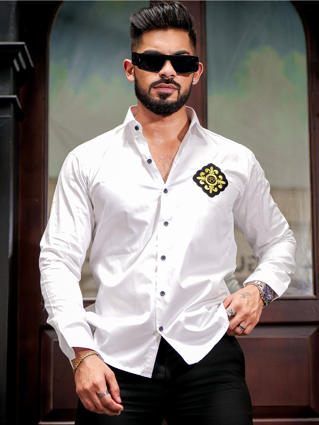 

Foomer Men Standard Opaque Casual Shirt, White
