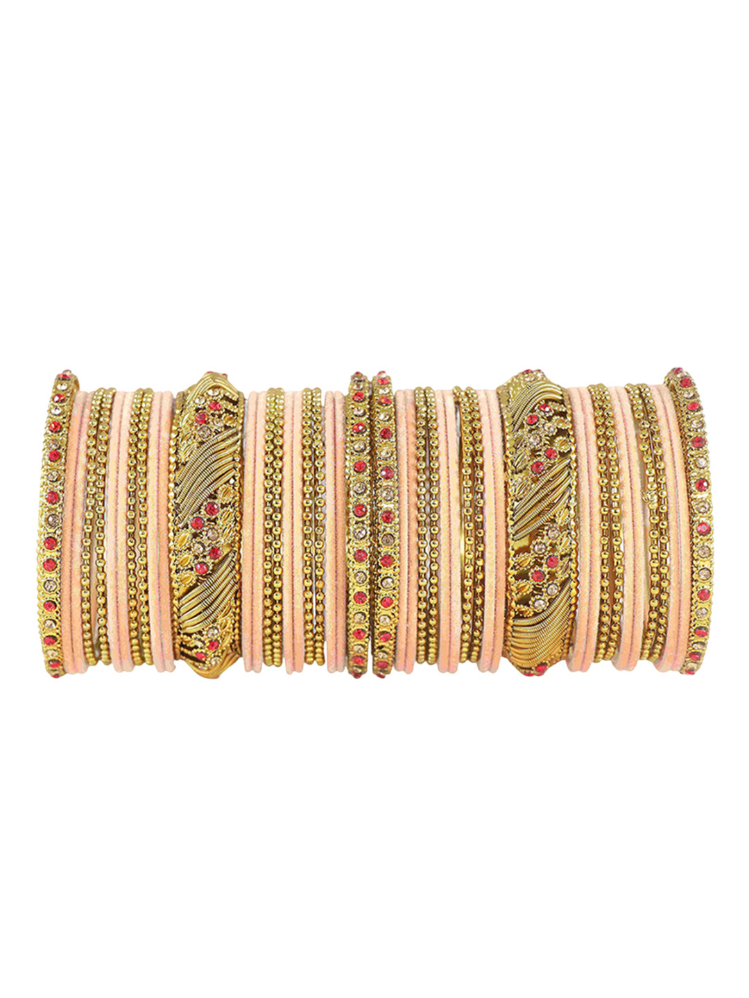 

ZULKA Set Of 46 Cubic Zirconia Stones Studded Bangles, Gold