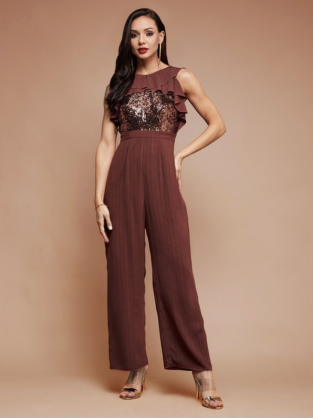 

all about you Halter Neck Basic Jumpsuit, Burgundy