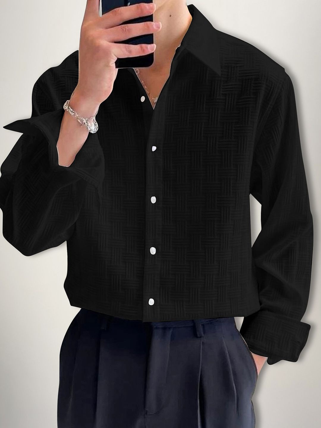 

SZN Men Original Opaque Casual Shirt, Black