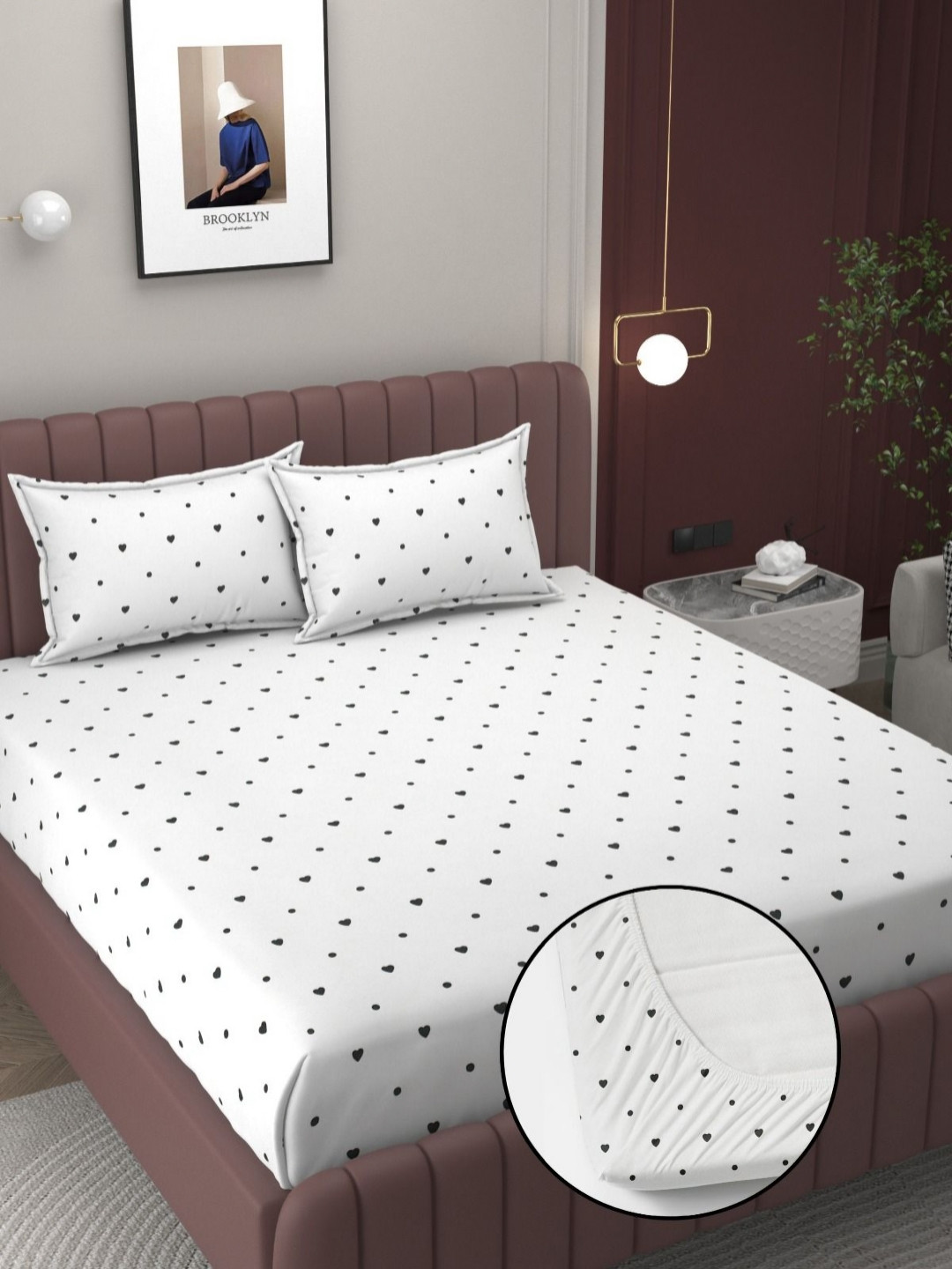 

Bromwick White & Blue Printed Cotton 300 TC Fitted King Bedsheet Set 1.88 m x 1.98 m