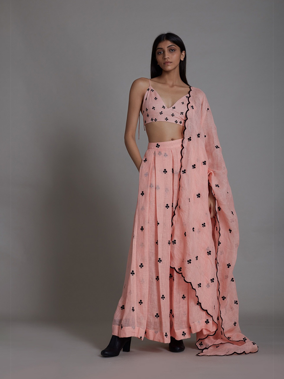 

MATI Printed Ready to Wear Lehenga & Blouse With Dupatta, Pink