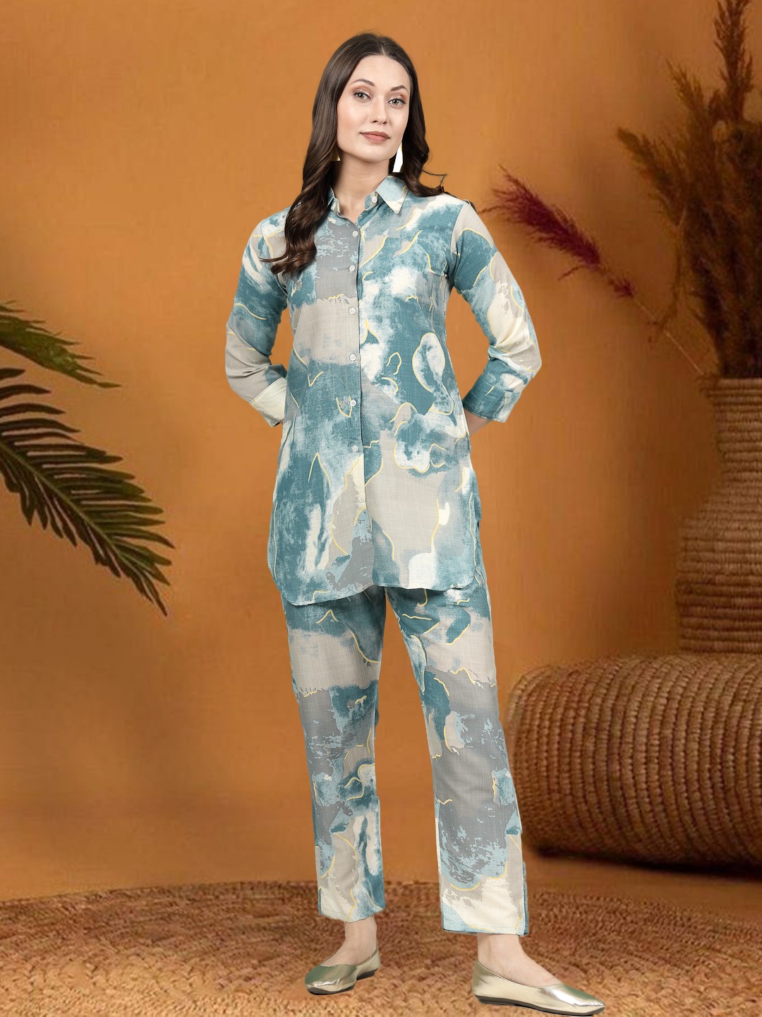 

Moda Rapido Printed Shirt & Trousers, Grey