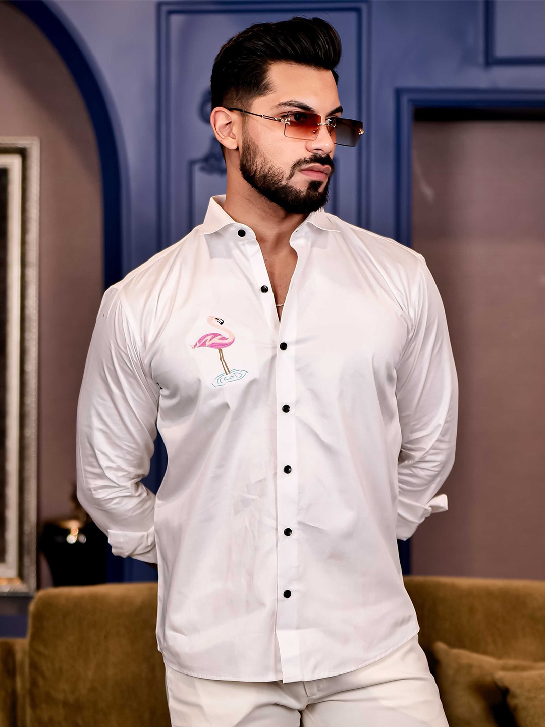 

Foomer Men Standard Opaque Casual Shirt, White