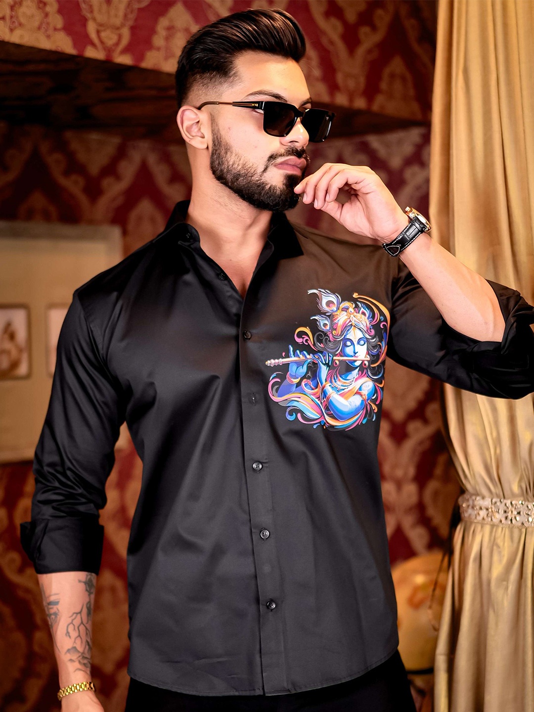 

Foomer Men Standard Opaque Casual Shirt, Black