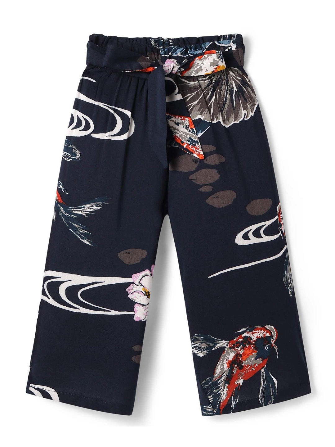 

CrayonFlakes Girls Printed Palazzos, Navy blue