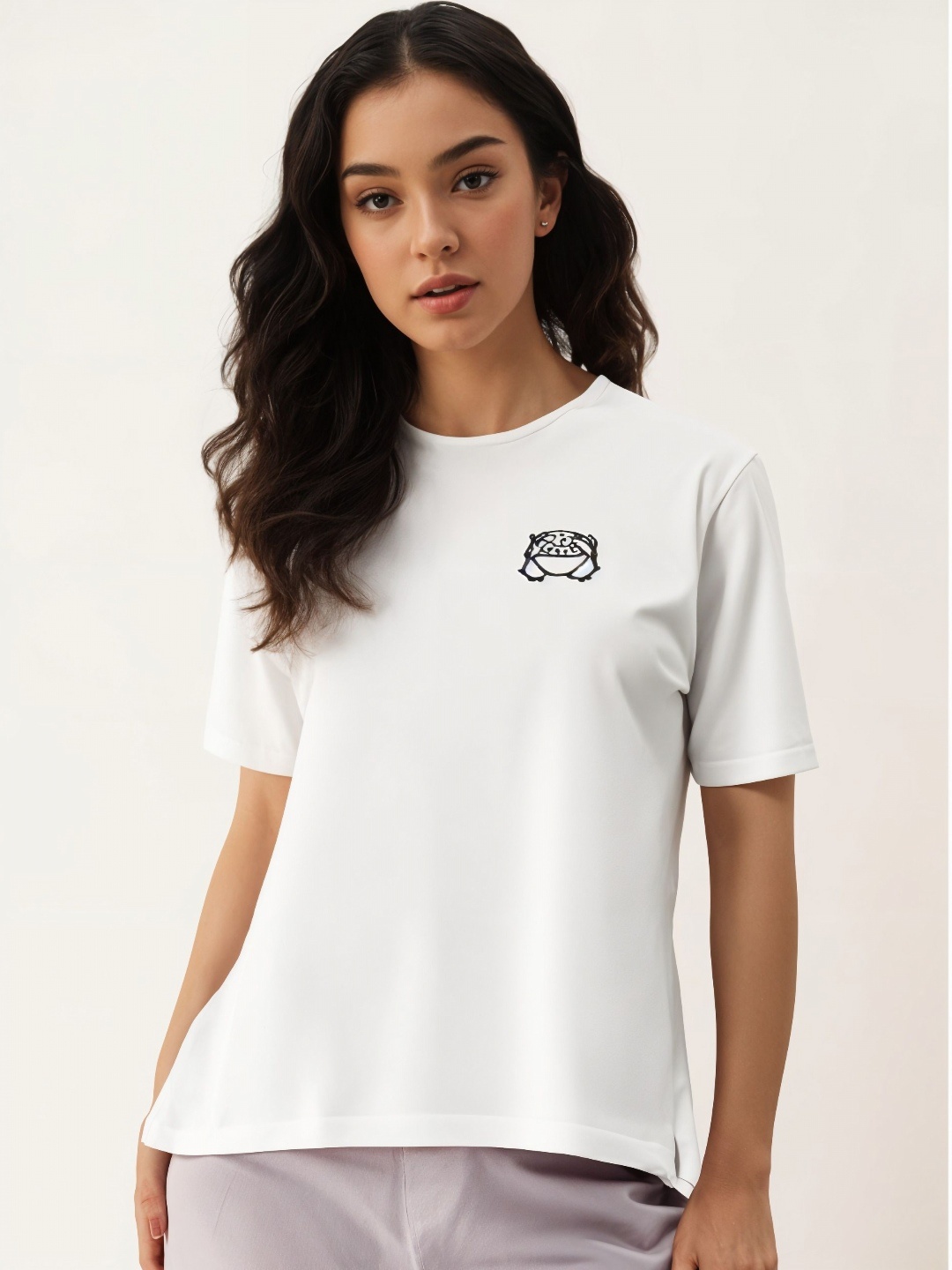 

DressBerry Women Printed Pockets T-shirt, White