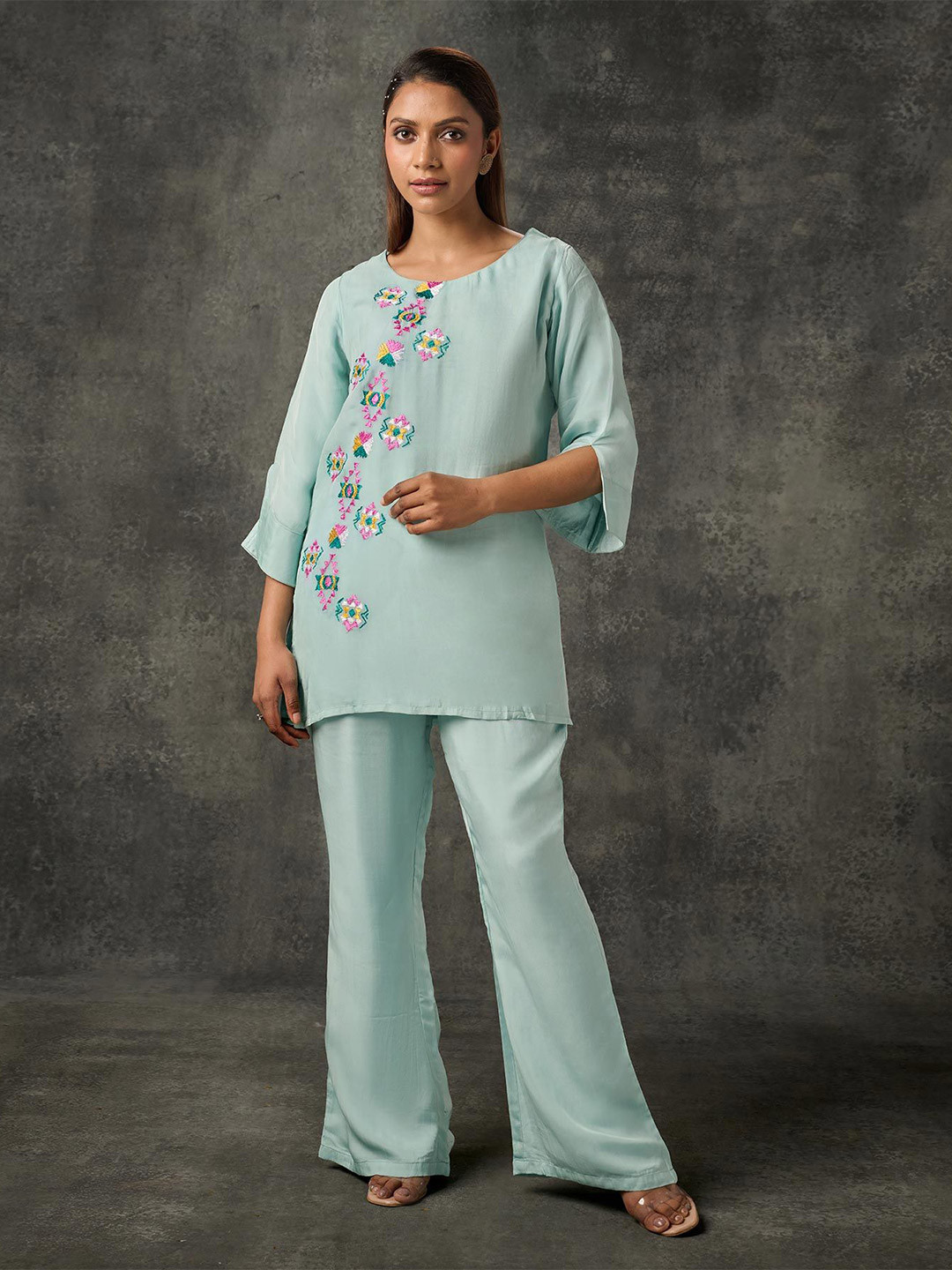 

Phulkari Forever Print Top, Blue