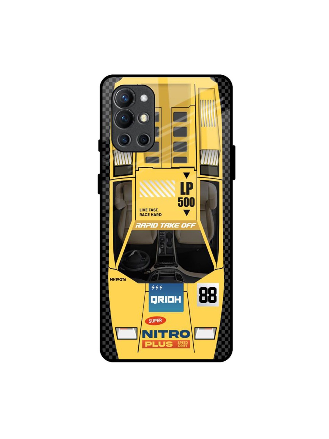 

QRIOH Geometric Printed OnePlus 9R Back Case Mobile Accessories, Yellow