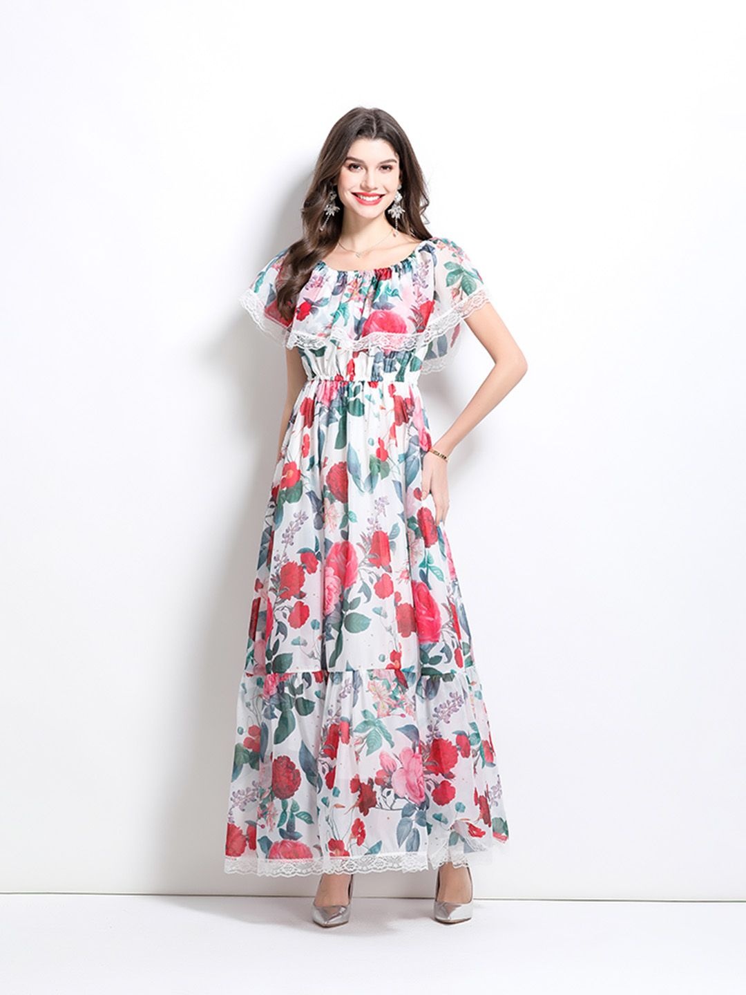 

JC Collection Floral Print Maxi Dress, Red