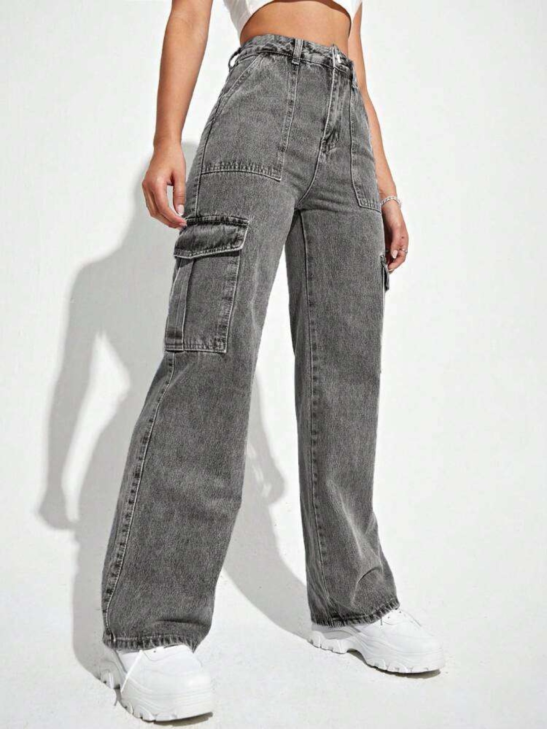

Aadvi Fashion Women High-Rise Grey Cargos