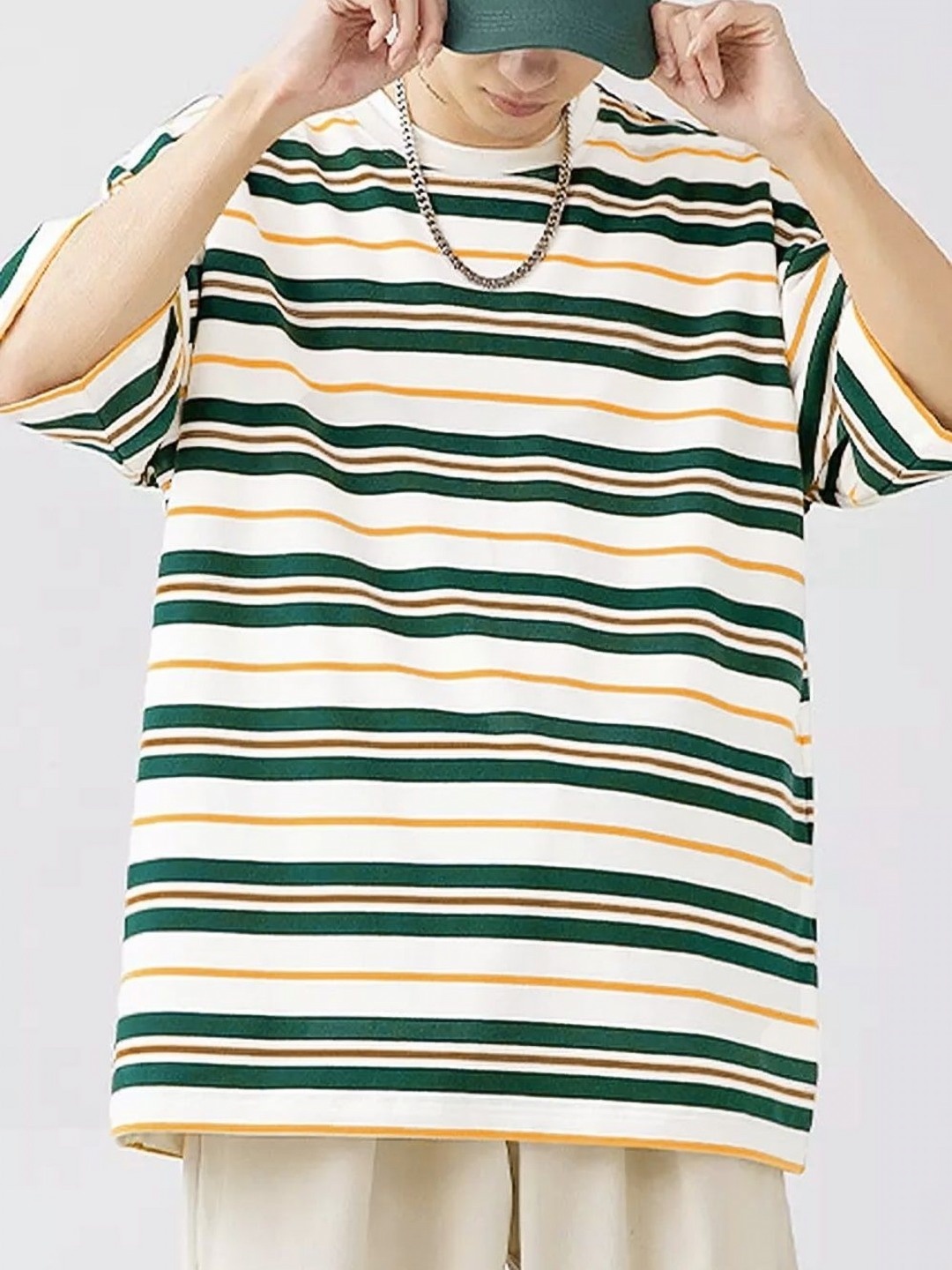 

LAUREN ADAMS Men Striped V-Neck Pockets T-shirt, Multi