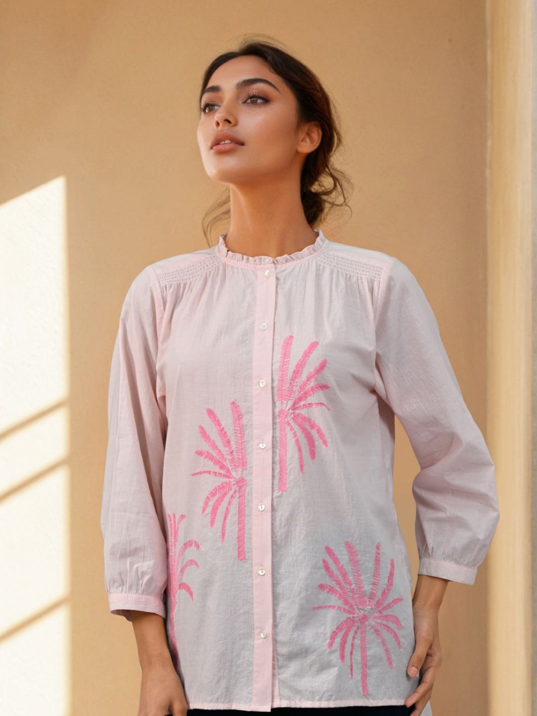 

Zolo Label Floral Print Cotton Top, Pink