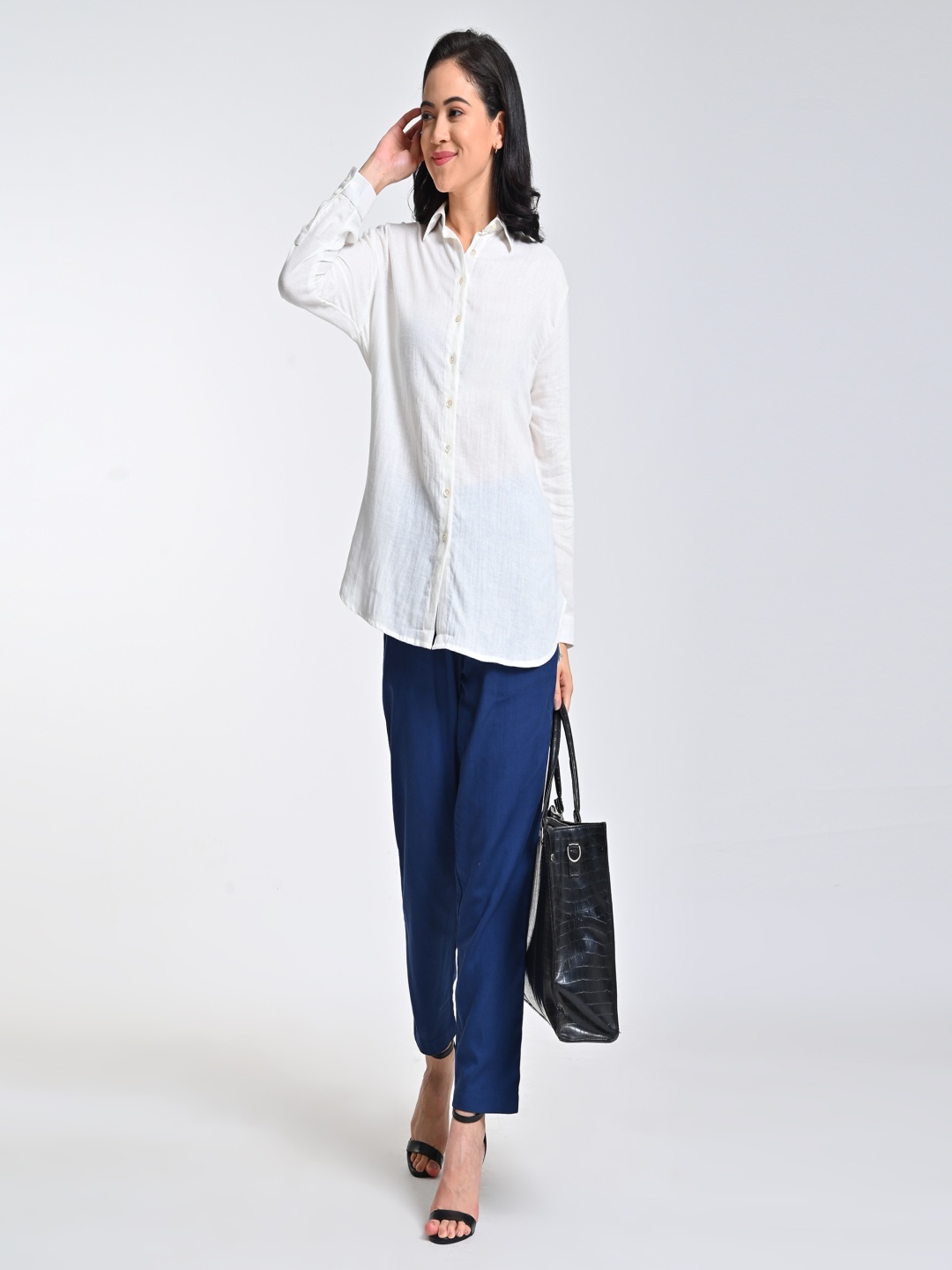 

Saltpetre Women Cream Button Down Shirt & Tapered Pants Co-Ords