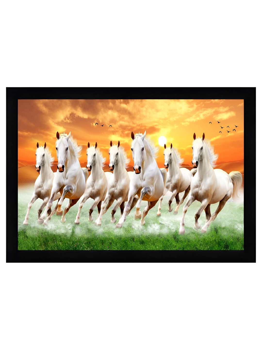 

Indianara White & Green 1 Piece Canvas Birds and Animals Wall Paintings