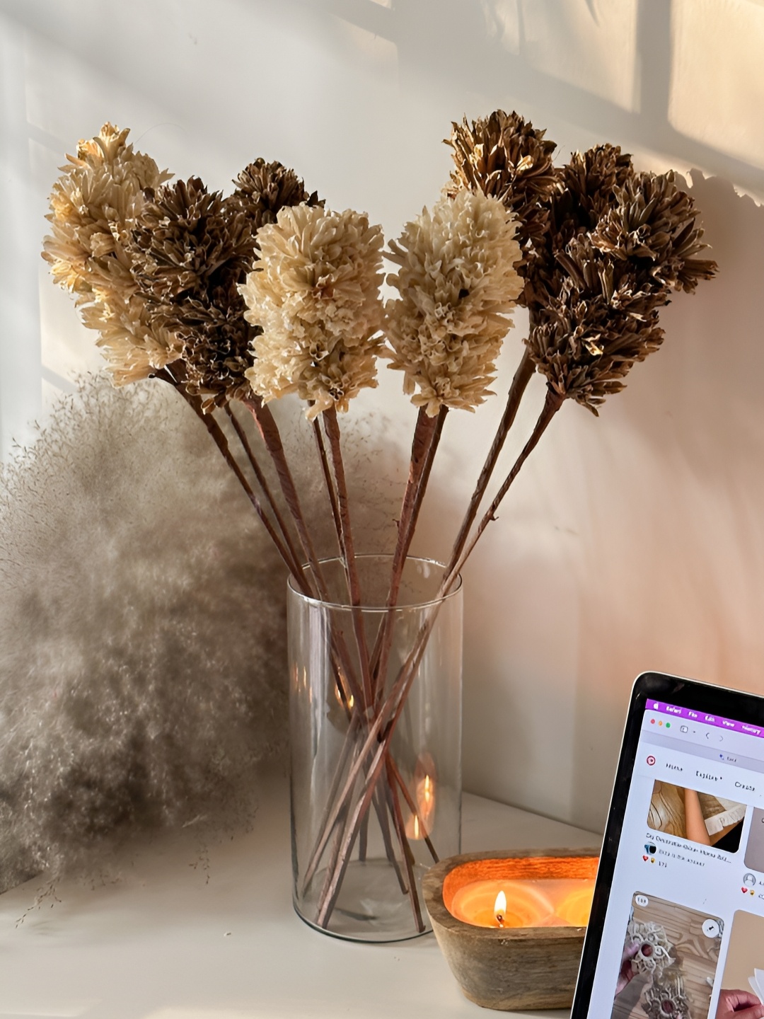 

Coastal Habitat Brown 6 Pieces Artificial Flower With Pot