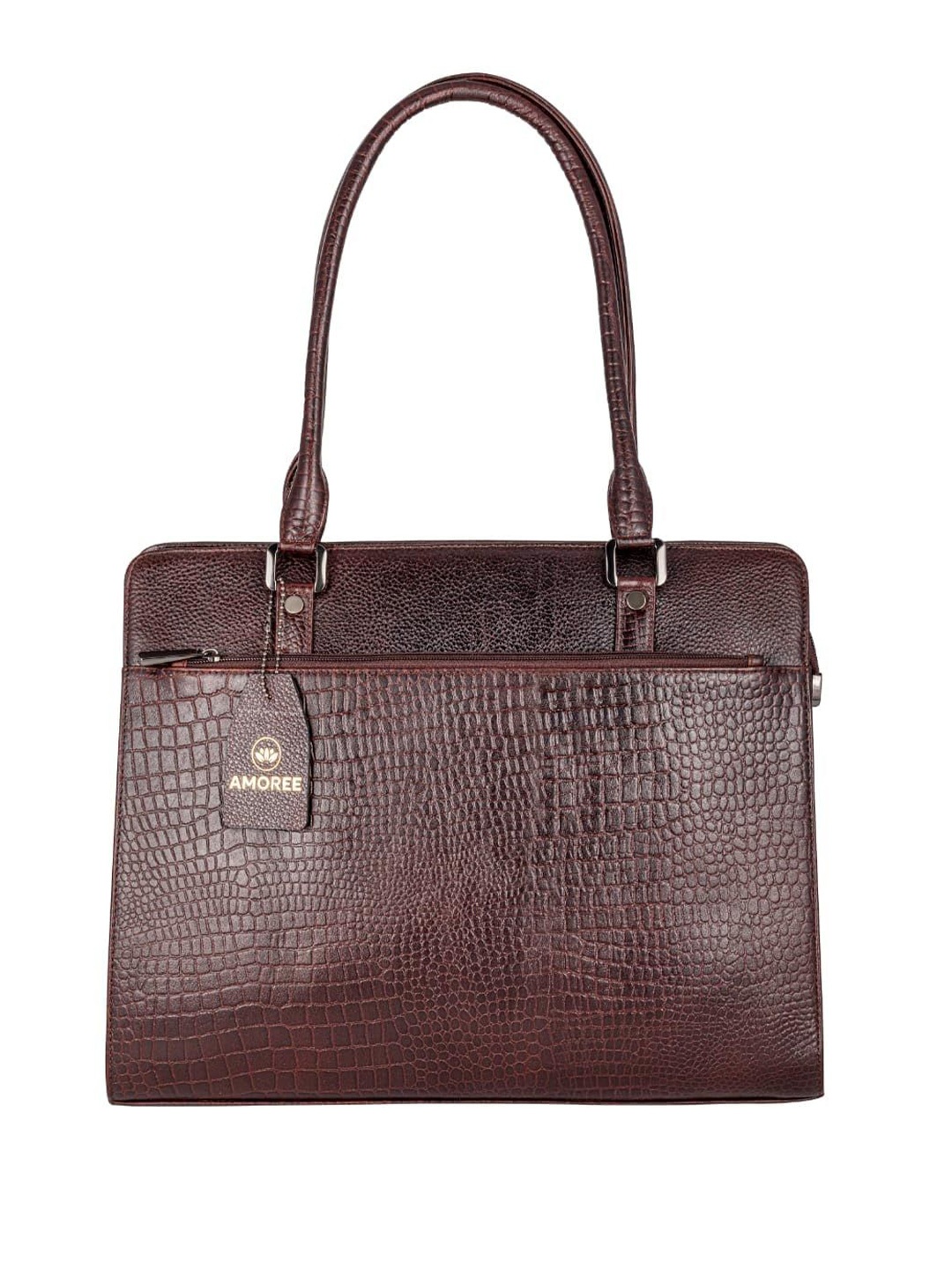 

AMOREE Leather Shoulder Bag, Brown