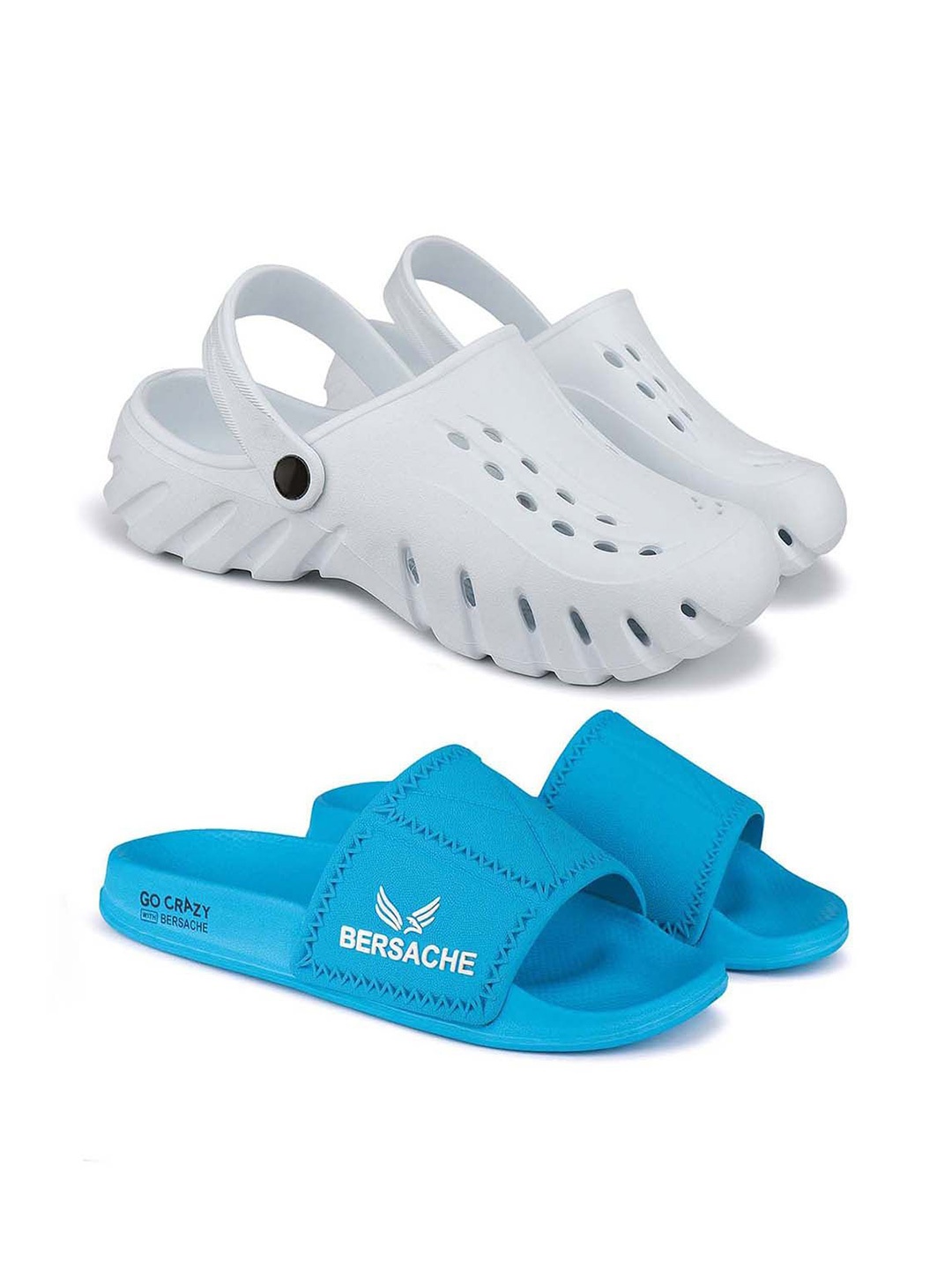 

BERSACHE Men Clogs, White