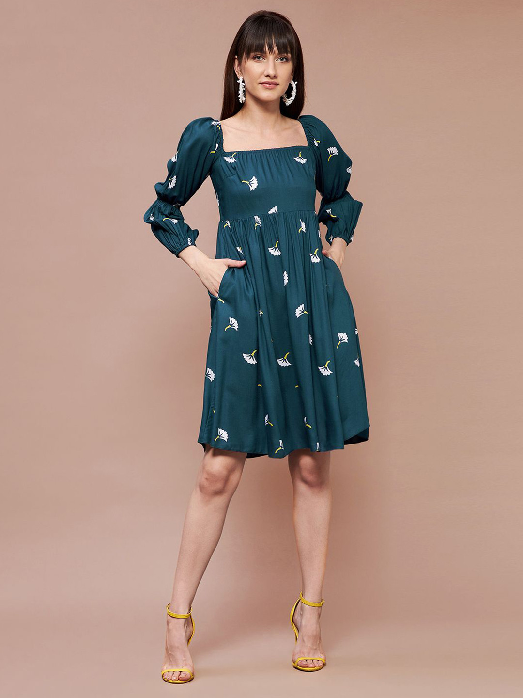 

all about you Print Empire Dress, Teal