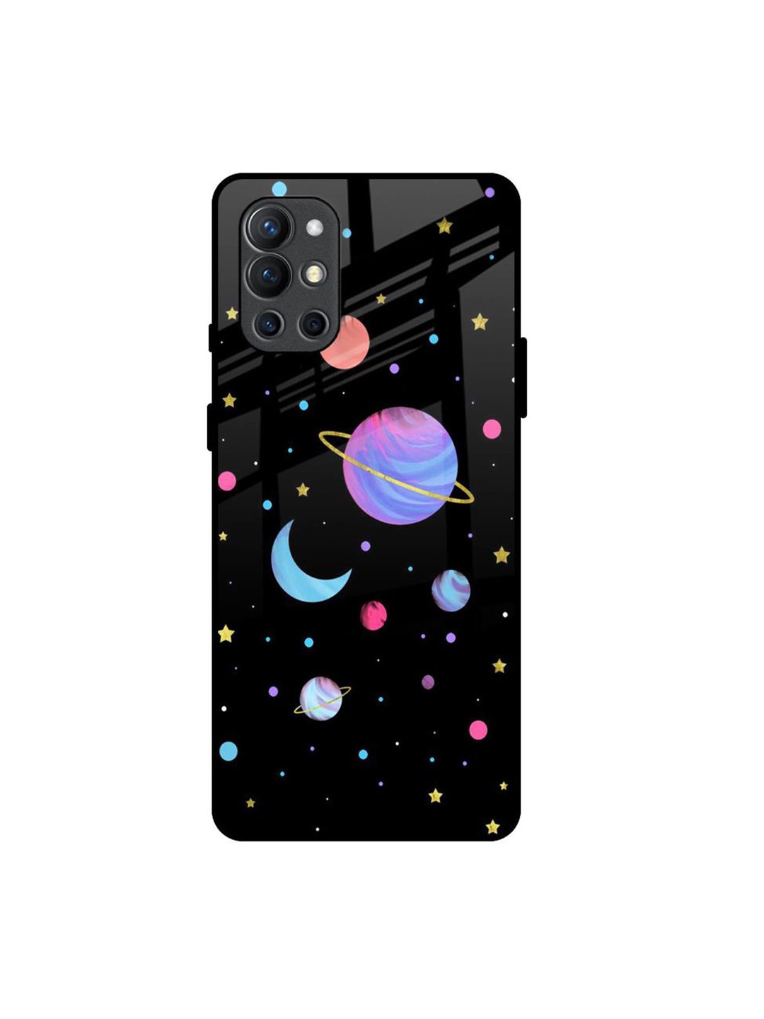 

QRIOH Geometric Printed OnePlus 9R Back Case Mobile Accessories, Black