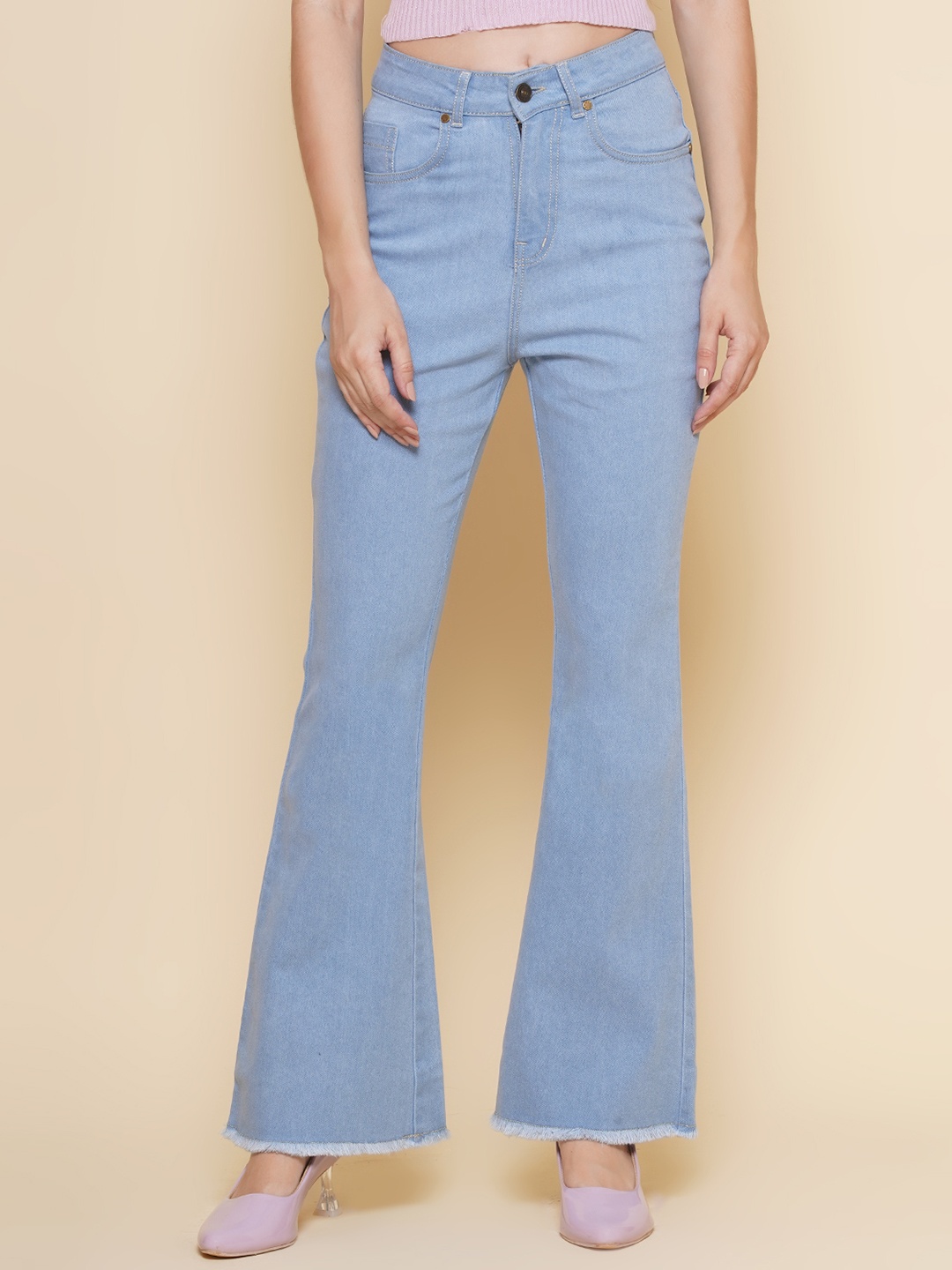 

PUELLA Women Flared High-Rise Light Fade Stretchable Jeans, Blue