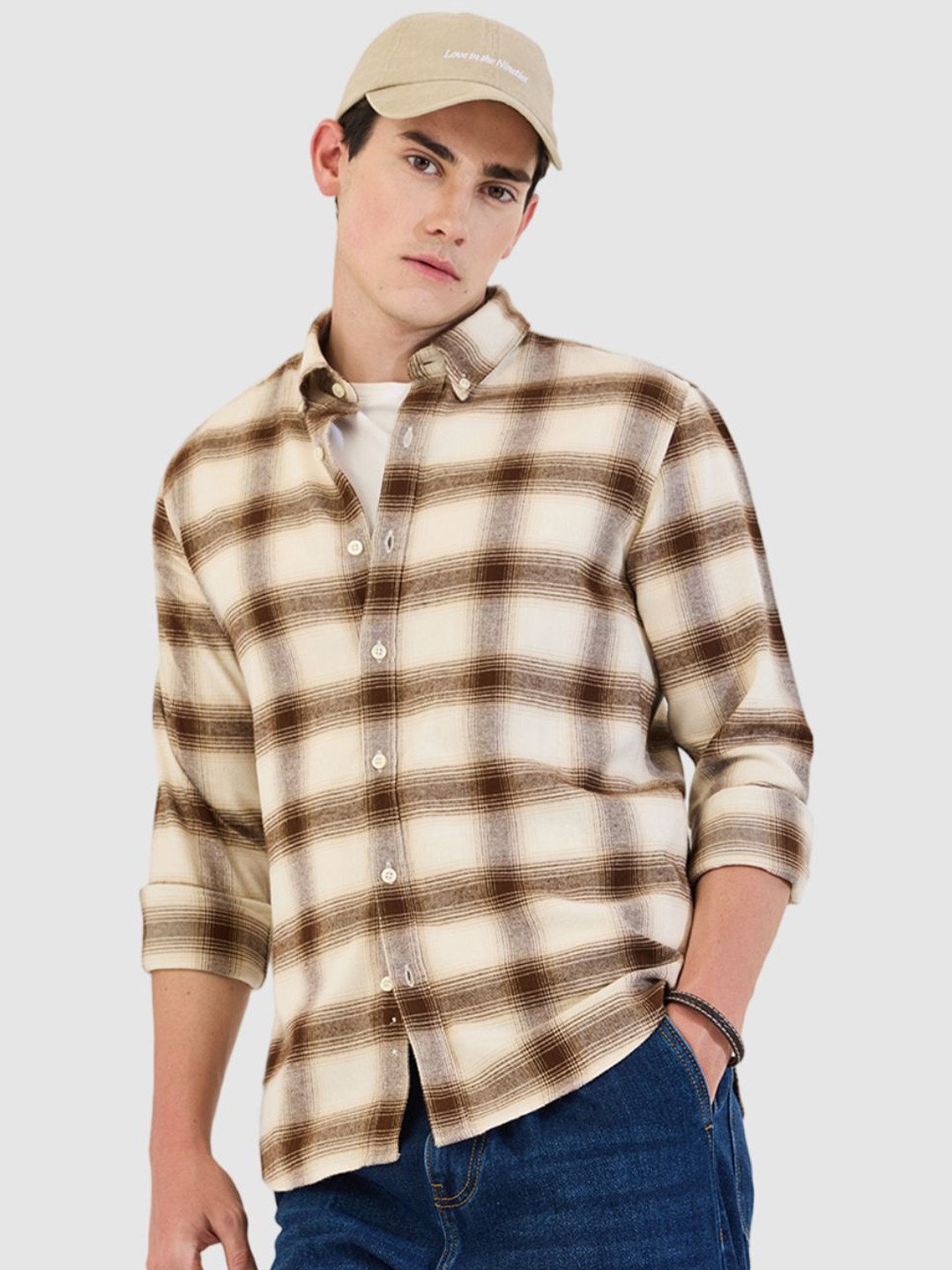 

Snitch Men Classic Opaque Checked Casual Shirt, Brown