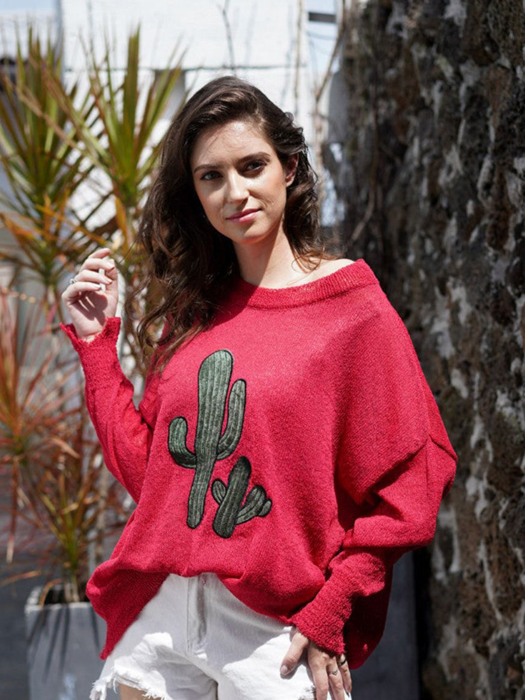 

Oh Rare Women Printed Pullover, Red