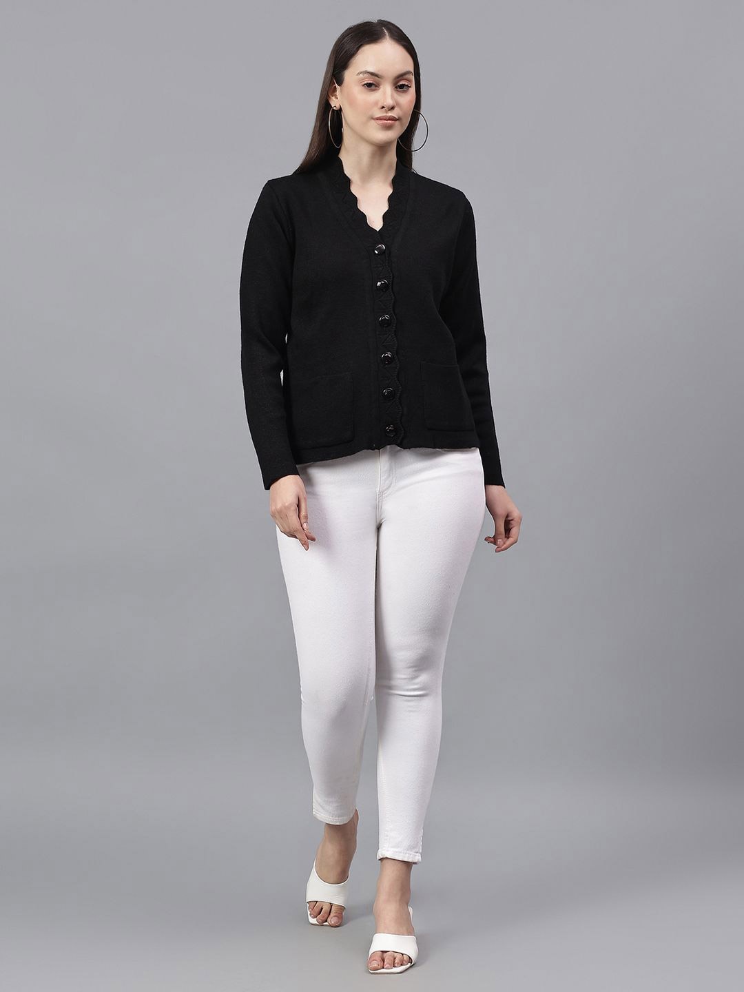 

Cantabil Women Cable Knit Cardigan, Black