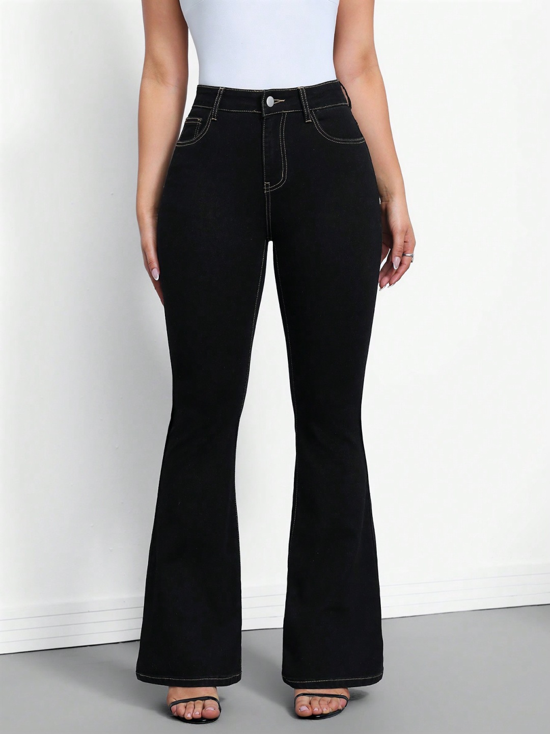 

NU CLOTHS Women Jean High-Rise Stretchable Jeans, Black