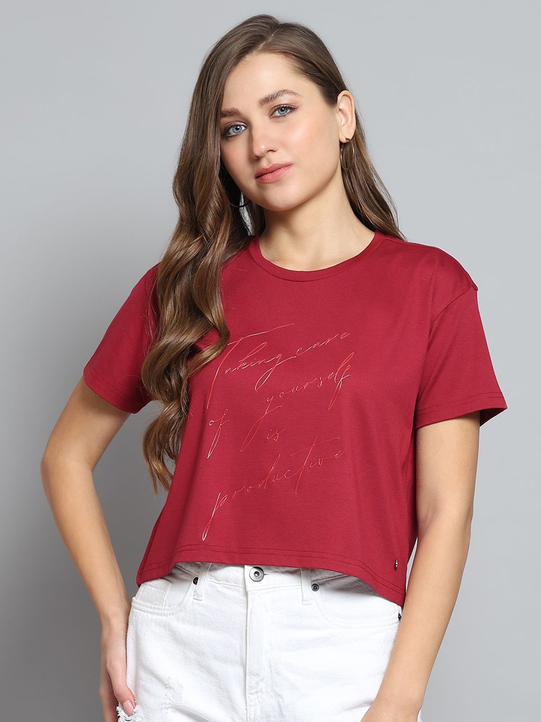 

Monte Carlo Print Top, Maroon