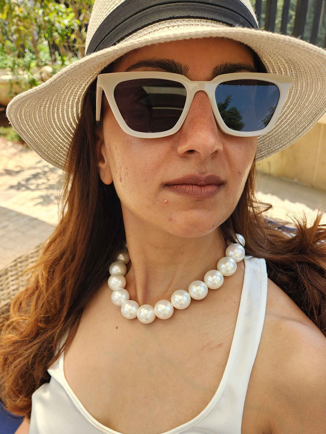 

MNSH Brass-Plated Pearls Beaded Necklace, White