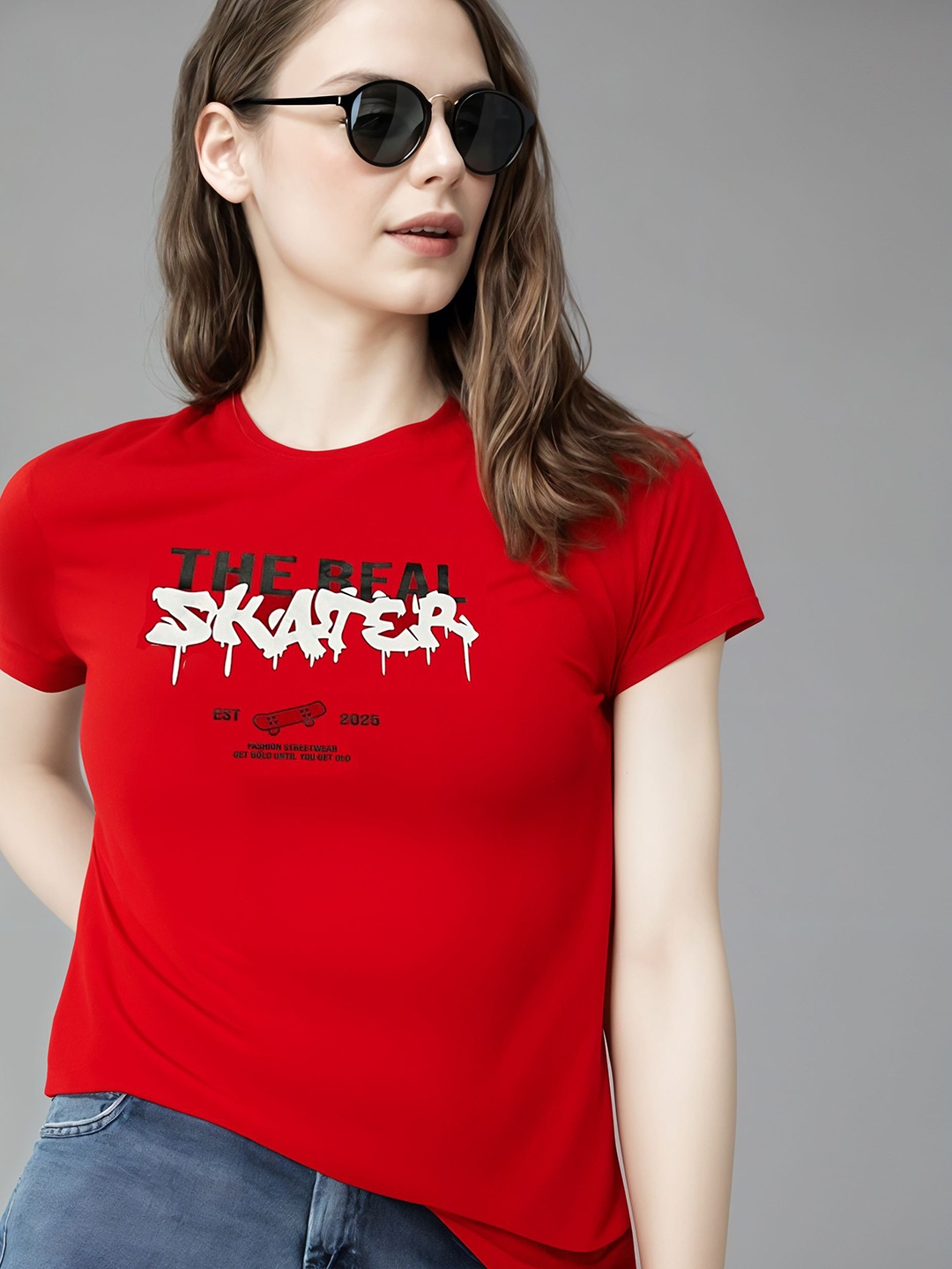 

DressBerry Women Printed T-shirt, Red