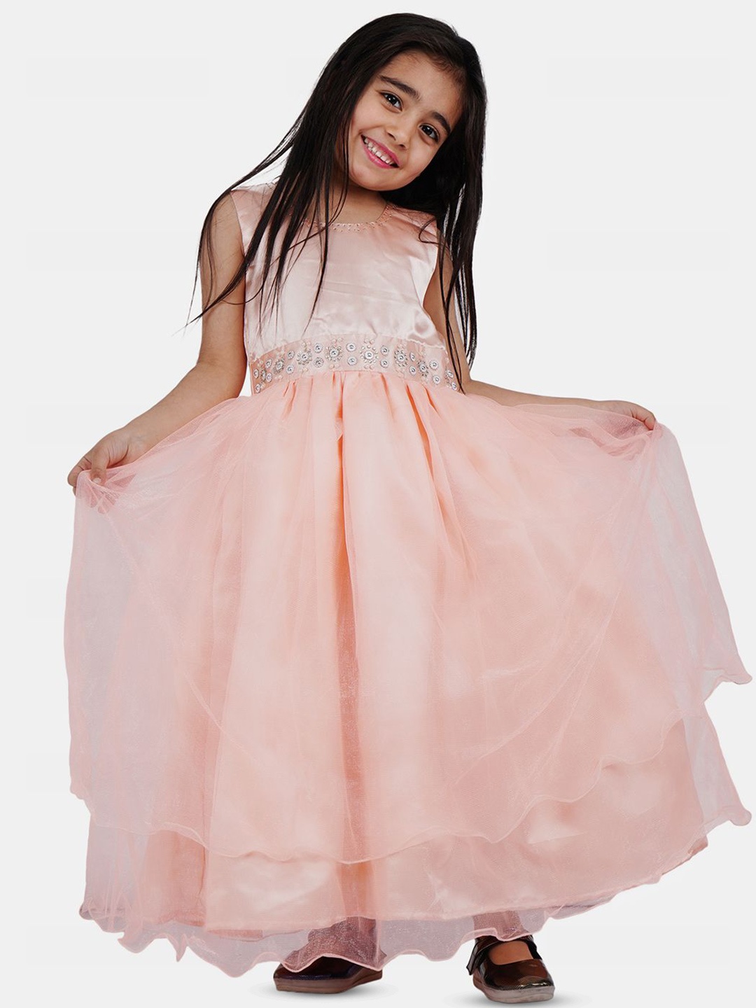 

Wow Princess Net A-Line Maxi Dress, Peach