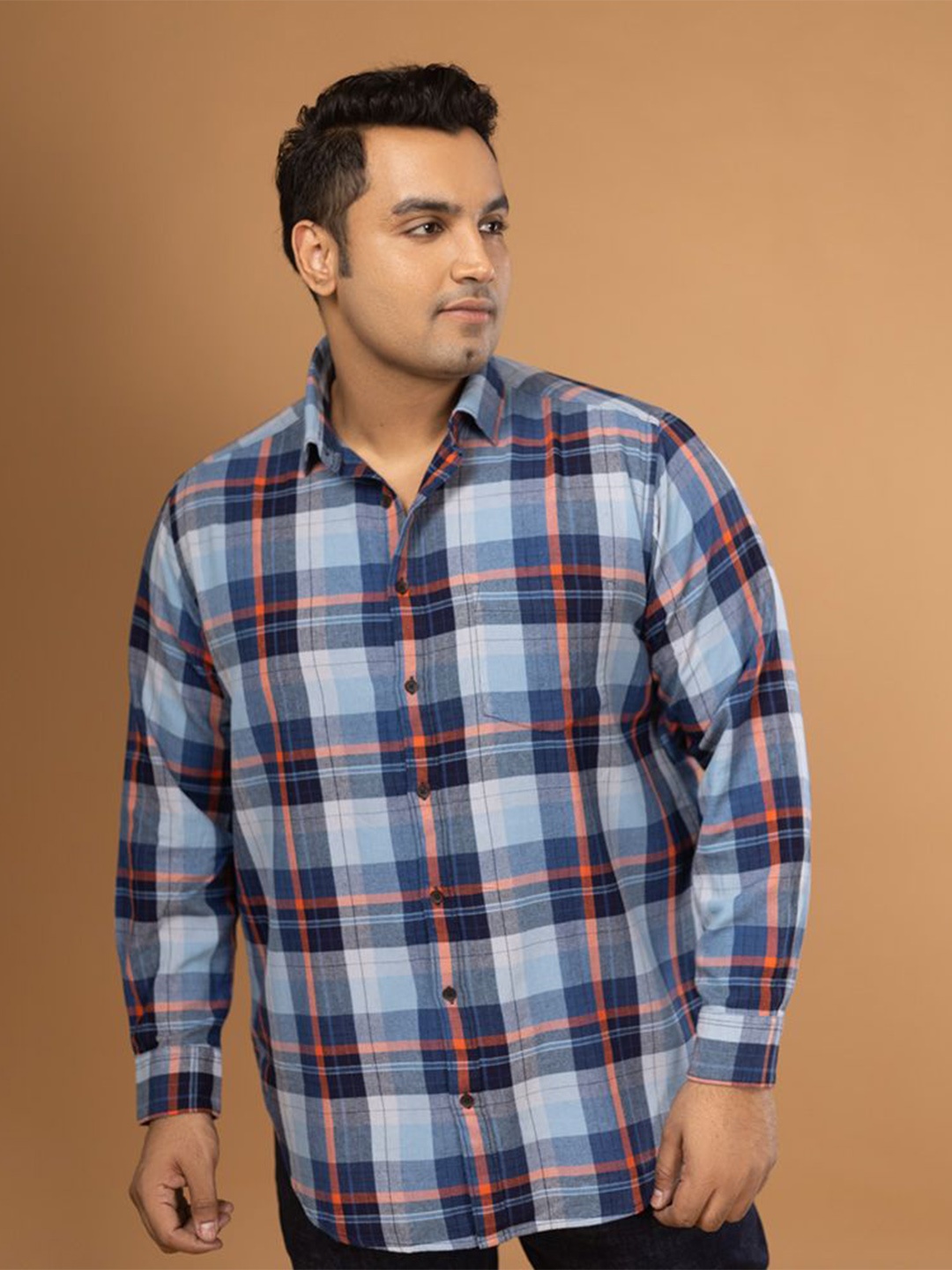 

Sizeupp Men Comfort Tartan Checks Opaque Checked Casual Shirt, Blue