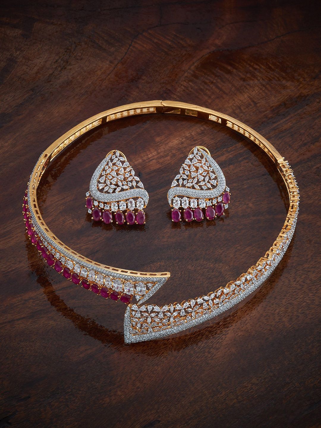 

Kushal's Fashion Jewellery Gold-Plated Cubic Zirconia Stone-Studded Jewellery Set