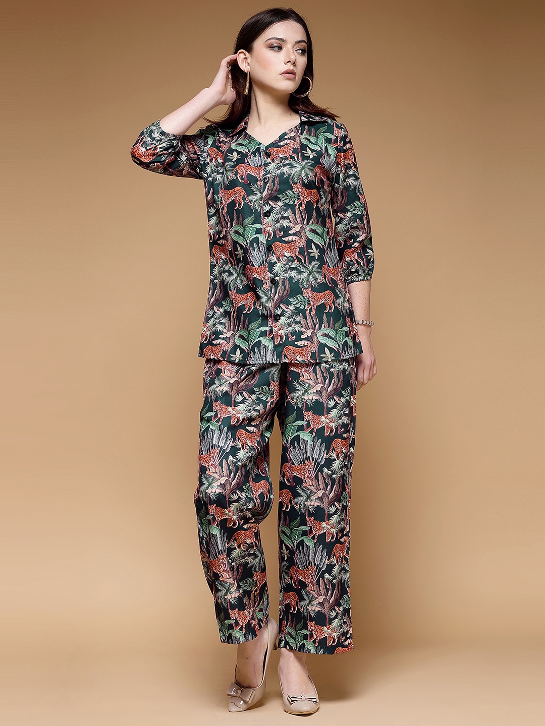 

Moda Rapido Printed Top With Trouser, Green