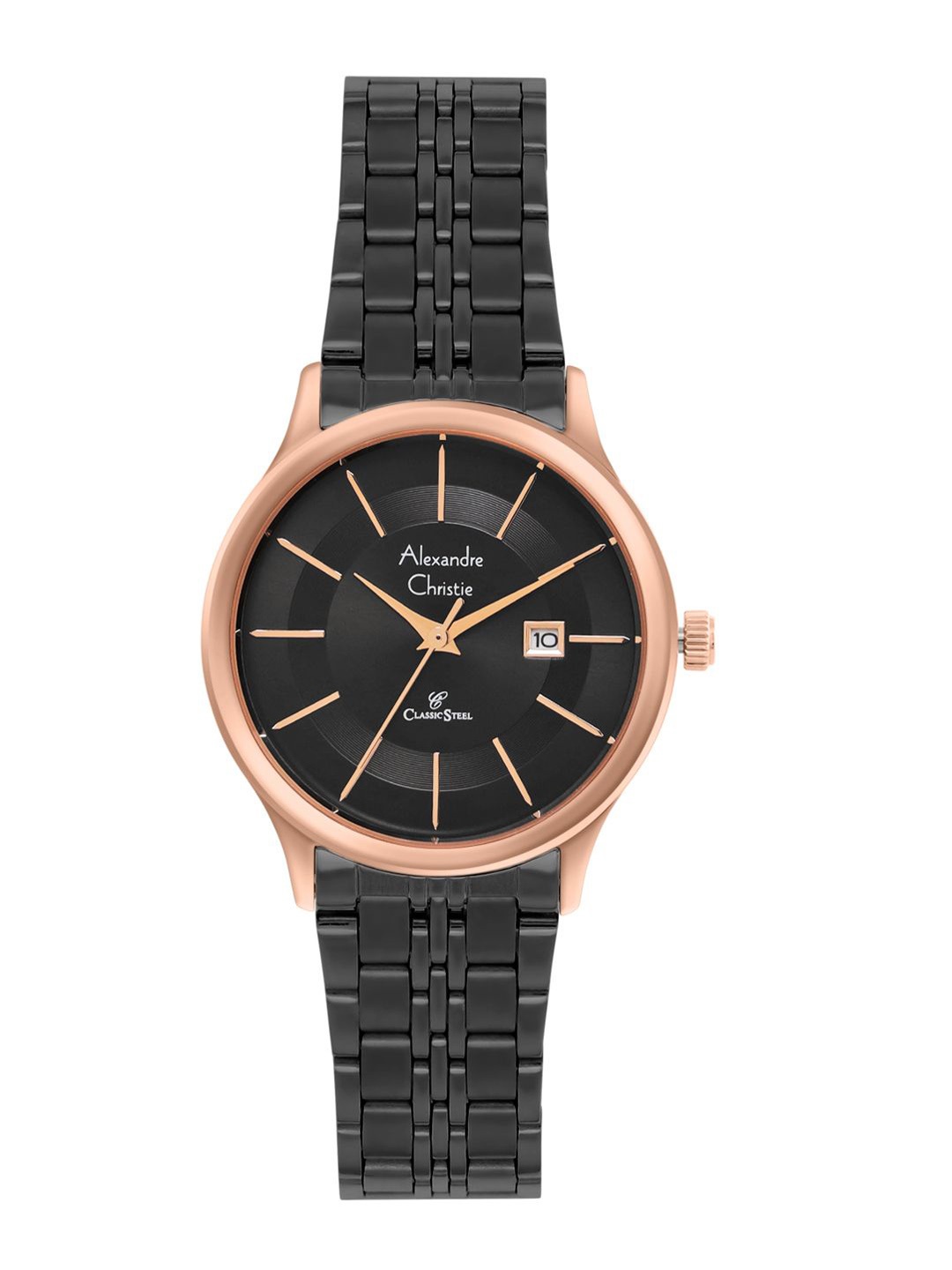 

Alexandre Christie Women Dial & Stainless Steel Bracelet Style Straps Analogue Watch 8348LDBBRBA, Black