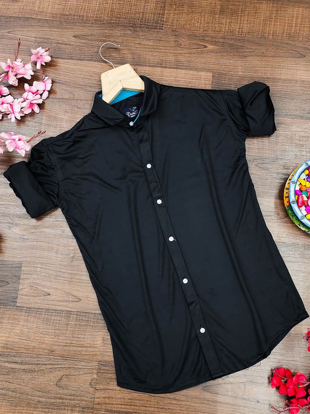 

LONEXO Men Comfort Opaque Casual Shirt, Black