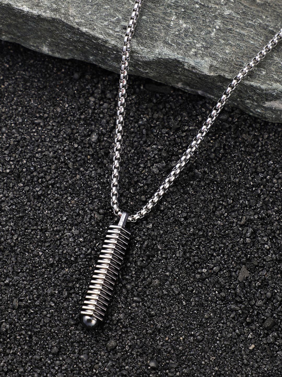 

French Accent Men Silver-Plated Contemporary Pendants with Chain