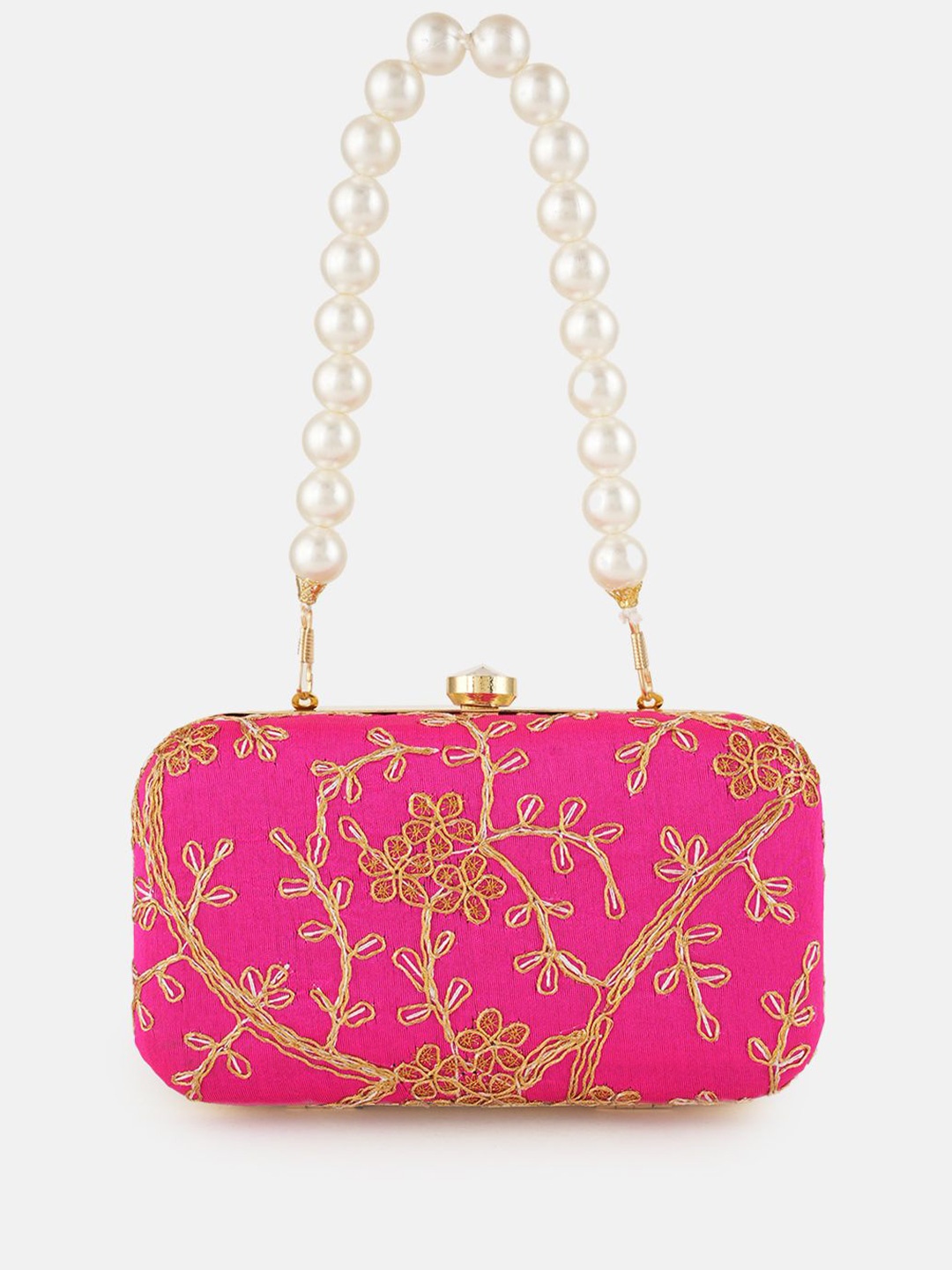 

Anouk Embroidered Embellished Box Clutch, Pink