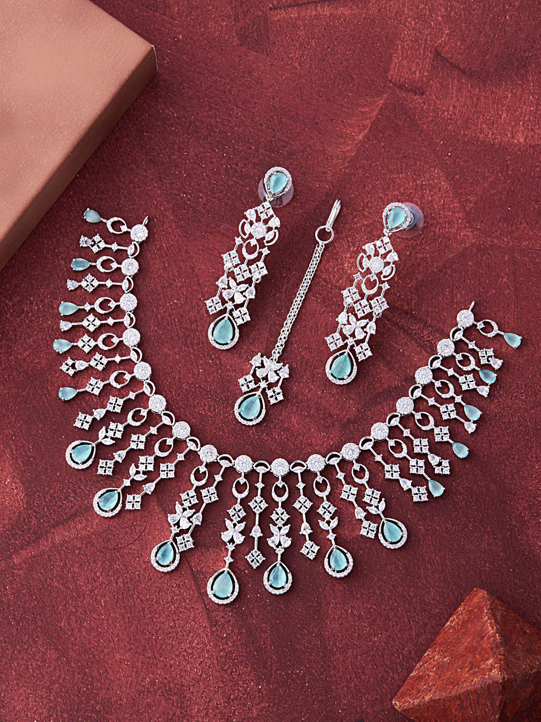 

Feelwhiz Silver-Plated AD studded Jewellery Set